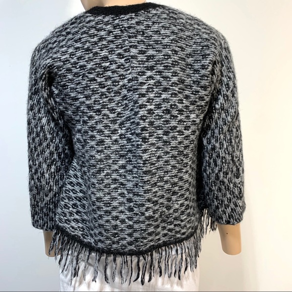 LOFT Open Front Cardigan fringe hem Wool Blend XS P - Picture 8 of 11